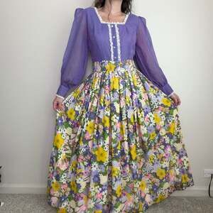 70s Prairie Floral Maxi Dress